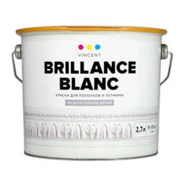 Краска для потолков и лепнины Vincent I2 Brilliance Blanc супербелая 9 л