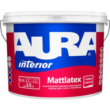 Краска интерьерная для стен и потолков Eskaro Aura Interior Mattlatex матовая база А белая 4,5 л