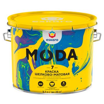 Краска интерьерная Eskaro Moda 7 шёлково-матовая для стен и потолков База A 2,7 л Краска интерьерная Eskaro Moda 7 шёлково-матовая для стен и потолков База A 2,7 л