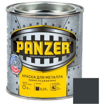 Краска алкидная Panzer для металла гладкая влагостойкая глянцевая серый (RAL 7016) 0,25 л (6)