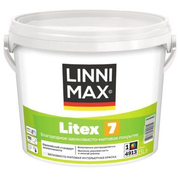 Краска водно-дисперсионная для внутренних работ Linnimax Litex 7 / Литекс 7 База 3 2,35 л