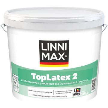 Краска водно-дисперсионная для внутренних работ Linnimax Toplatex 2 / ТопЛатекс 2 База 1 10 л
