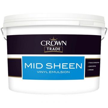 Краска интерьерная Crown Trade Mid Sheen Vinyl Emulsion полуматовая белая 10 л Краска интерьерная Crown Trade Mid Sheen Vinyl Emulsion полуматовая белая 10 л