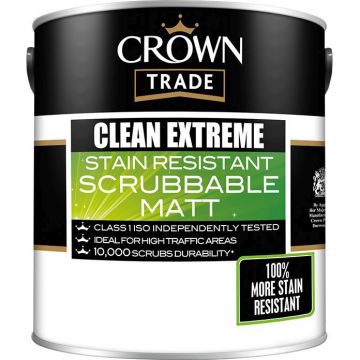 Краска интерьерная Crown Trade Clean Extreme Scrubbable Matt матовая белая 1 л Краска интерьерная Crown Trade Clean Extreme Scrubbable Matt матовая белая 1 л
