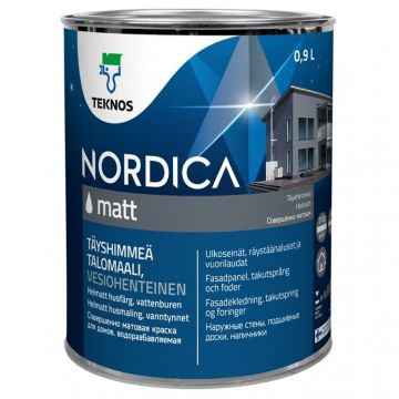 Краска Teknos для домов Nordica Matt РМ1 0,9 л Краска Teknos для домов Nordica Matt РМ1 0,9 л
