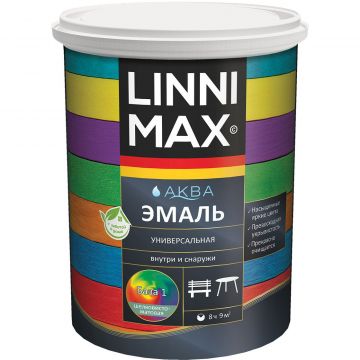 Эмаль акриловая Linnimax Аква универсальная шелковисто-матовая База 1 0,9 л