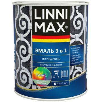 Эмаль алкидно-уретановая Linnimax по ржавчине 3 в 1 RAL3011 красно-коричневая 2,5 л