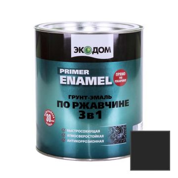 Грунт-эмаль по ржавчине 3 в 1 Экодом Primer Enamel Черный RAL 9005 2,5 кг