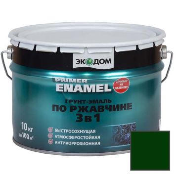 Грунт-эмаль по ржавчине 3 в 1 Экодом Primer Enamel Зеленый мох RAL 6005 10 кг