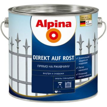 Эмаль по металлу Alpina Direkt Auf Rost красный RAL3000 2,5 л