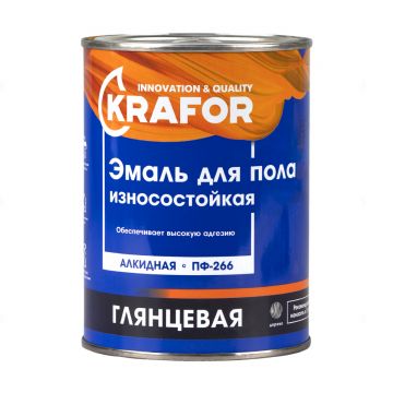 Эмаль акриловая Krafor для пола износостойкая ПФ-266 Красно-коричневая 20 кг