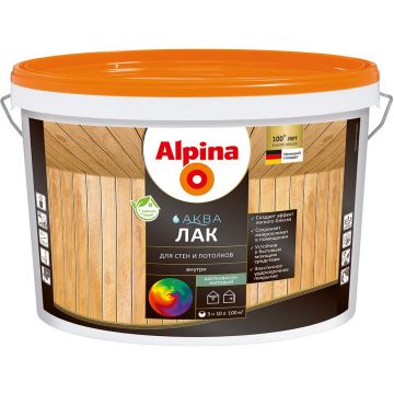 Лак Alpina акриловый Аква для стен и потолков прозрачная шелковисто-матовая 10 л