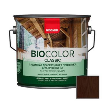 Защитная декоративная пропитка для древесины на алкидной основе Neomid Bio Color Classic Палисандр 2,7 л