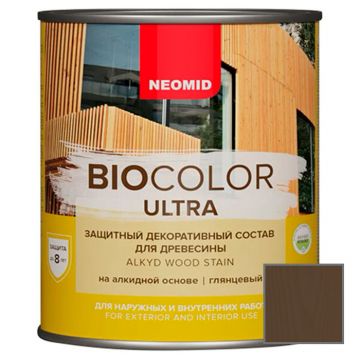 Защитно декоративный состав для древесины на алкидной основе Neomid Bio Color Ultra Орех 0,9 л