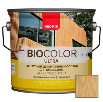 Защитно декоративный состав для древесины на алкидной основе Neomid Bio Color Ultra Бесцветный 2,7 л