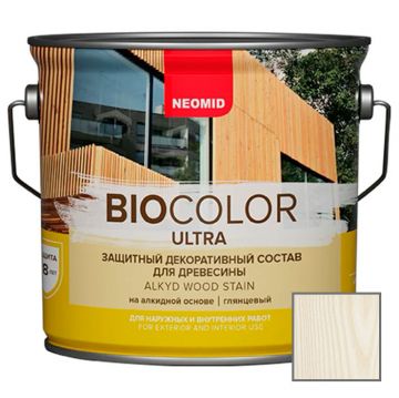 Защитно декоративный состав для древесины на алкидной основе Neomid Bio Color Ultra Белый 2,7 л