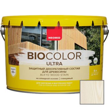Защитно декоративный состав для древесины на алкидной основе Neomid Bio Color Ultra Белый 9 л