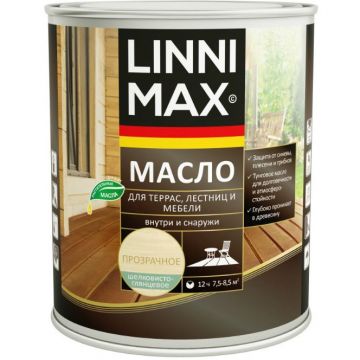 Средство защитно-декоративное для древесины Linnimax Масло для террас, лестниц и мебели орех макадамия 0,75 л