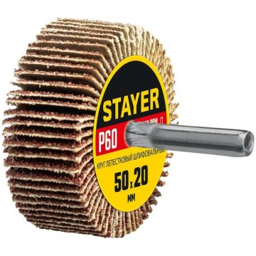 Круг шлифовальный лепестковый на шпильке Stayer P60, 50x20 мм (36607-060)