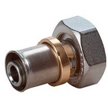 Фитинг-переходник прямой Giacomini (Джакомини) RM179, 18x16, латунь, с накидной гайкой, цвет-никелированный, для труб Giacotherm, Giacoflex, RM179X033