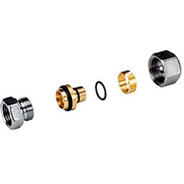 Фитинг прямой Giacomini (Джакомини) R187F, В, 1/2″, 20 x 2, латунь хромированная, для труб Giacotherm, Giacoflex, многослойных R187FX062