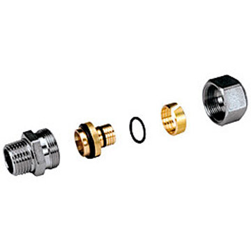 Фитинг прямой Giacomini (Джакомини) R187F, В, 3/4″, 16 x 2, латунь хромированная, для труб Giacotherm, Giacoflex, многослойных R187FX082