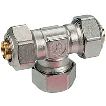 Тройник Giacomini (Джакомини) R565AM, 26 x 3, 16 x 2, 26 x 3, латунь, с цанговым соединением, для труб Giacotherm, Giacoflex, многослойных R565MX062