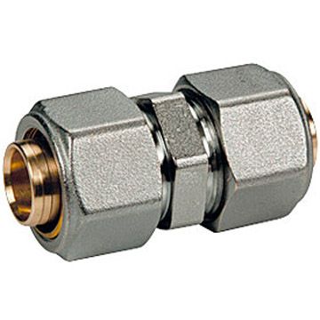 Муфта Giacomini (Джакомини) R560AM, 16 x 2, 16 x 2, латунь, равнопроходная с цанговым соединением, хромированная, для труб Giacotherm, Giacoflex, R560MX048