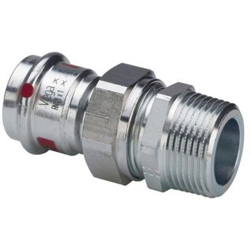 Разъемное соединение Viega (Виега) Prestabo c SC-Contur 22x1″, из оцинкованной стали, с плоским уплотнением, с переходом на НР, модель 1165 642341