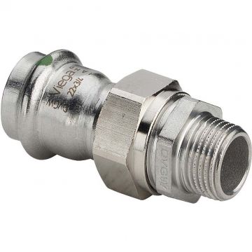 Разьемное соединение Viega (Виега) Sanpress Inox с SC-Contur с переходом на нр, с плоским уплотнением, 42 x 1 1/2″, нержавеющая сталь, модель 2365 438357