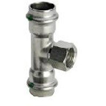 Тройник Viega (Виега) Sanpress Inox с SC-Contur с внутренней резьбой, 18 x 3/4″ x 18 мм, нержавеющая сталь, модель 2317.2 437169