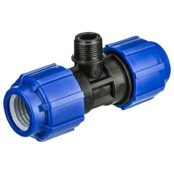 Тройник ПНД компрессионный с наружной резьбой Политэк (Politek) ТПК-АКВА 3/4 х 25 мм (51253425)