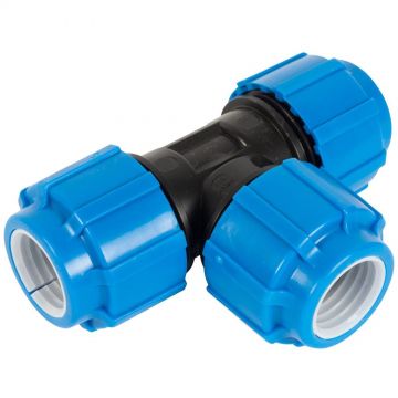 Тройник ПНД компрессионный переходной с внутренней резьбой Политэк (Politek) ТПК-АКВА 32 х 25 х 32 мм х 90° (51322532)