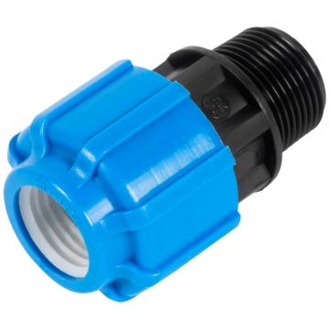 Муфта ПНД компрессионная переходная Политэк (Politek) ТПК-АКВА 2 х 63 мм (50030063) с наружной резьбой