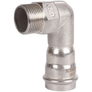 Угольник-переходник Rommer (Роммер) ВПр-НР, 18х3/4, из нержавеющей стали прессовой (RSS-0010-001834)