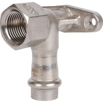 Угольник настенный с креплением Rommer (Роммер) ВПр-ВР, 22х1/2, из нержавеющей стали прессовой (RSS-0011-002212)