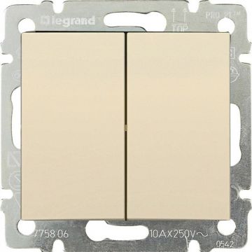 Выключатель Legrand (Легранд) двухклавишный Valena 10 A 250 В слоновая кость