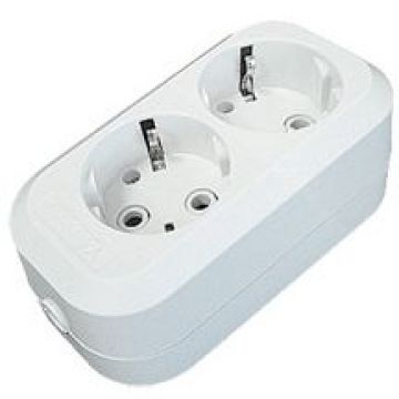 Колодка на 2 гнезда Tplast (Тпласт) 16А IP20 с заземлением (22104)