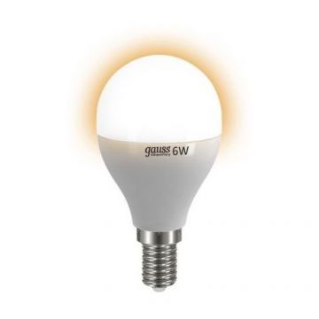 Лампа светодиодная Gauss 53116 E14 -цоколь, G45/P45 -колба, 6 Вт, шар, теплый, 2700 K, 420 Лм