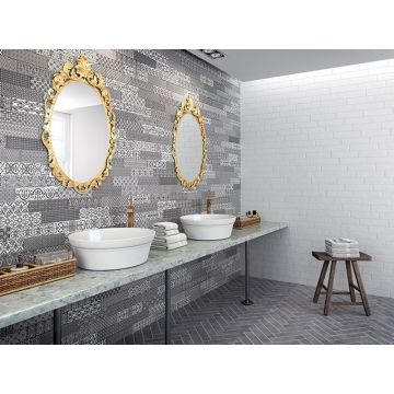 Настенная плитка GayaFores (Гаяфорес) Bricktrend Rev. Deco White 8,15x33,15 см (906512)