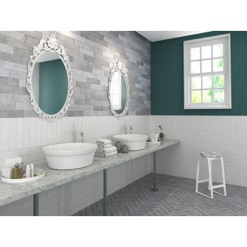Настенная плитка GayaFores (Гаяфорес) Bricktrend Rev. Deco White 8,15x33,15 см (906512)