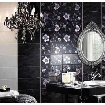 Декор Нефрит-Керамика (Nefrit) Орхидея черный 25х50 см (04-01-1-10-04-04-162-2)