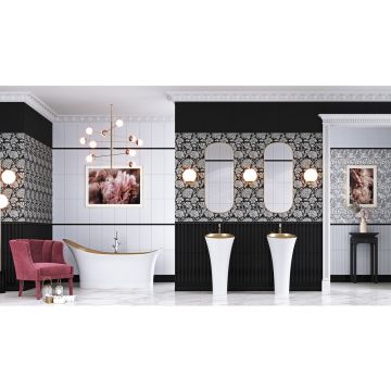 Бордюр Нефрит-Керамика (Nefrit) объемный Катрин черный 15х25 см (13-01-1-25-43-04-1451-0)