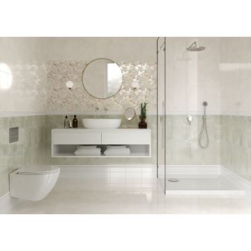 Керамическая плитка Unitile (Унитайл) темная рельеф Флора зеленый низ 02 25х40 см 10100001177