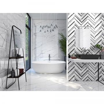 Плитка керамическая Dogma (Догма) Elegante Calacatta Versus Shine Rettificato 30x90 см (NQ39027D1)