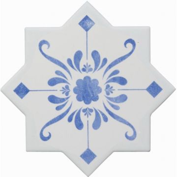 Напольная плитка Cevica (Кевика) Becolors Star Dec. Stencil Electric Blue 13,25x13,25 см, CV67392