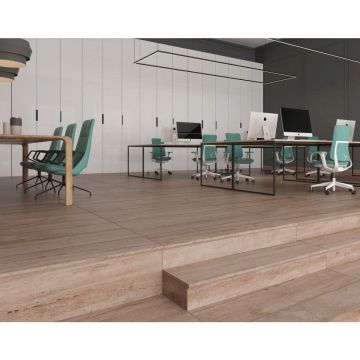 Ступень Gres Aragon (Грес Арагон) Peld. Red. Marble Travert. Beige Liso 120x30 см, 970181