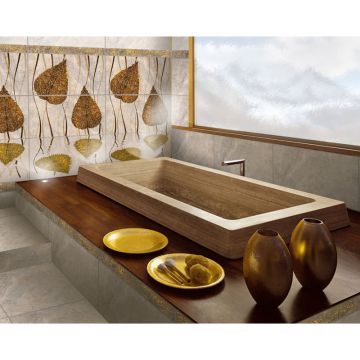 Декор Belleza (Беллеза) стеклянный Gold Morming А бежевый 20х40 см