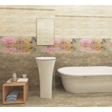 Декор Belleza (Беллеза) Мечта песочный Цветок отражение 20х40 см (04-01-1-08-05-23-370-2)