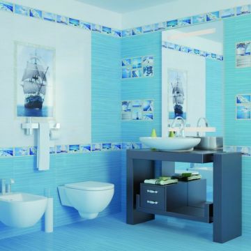 Бордюр Belleza (Беллеза) стеклянный без перламутра Chloe голубой 2х50 см